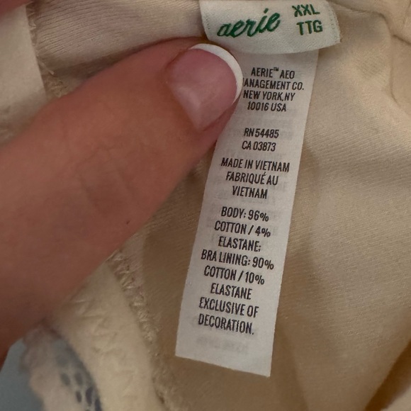 NWT AERIE Beige Lace Trim Crop Tank Top - Picture 4 of 5